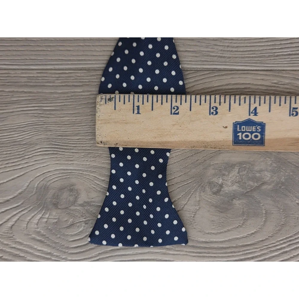 Vintage Polo Ralph Lauren Bow Tie Navy Blue /w White Polka Dots 100% Silk